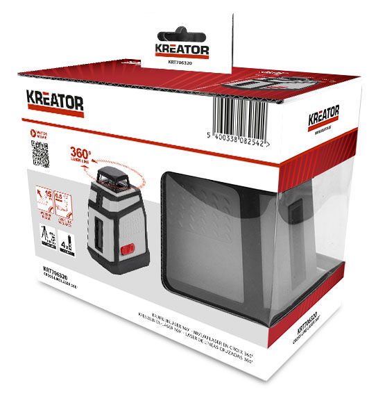 Miniatuur van Kreator kruislijnlaser rood 360° bereik 15m (KRT706320)