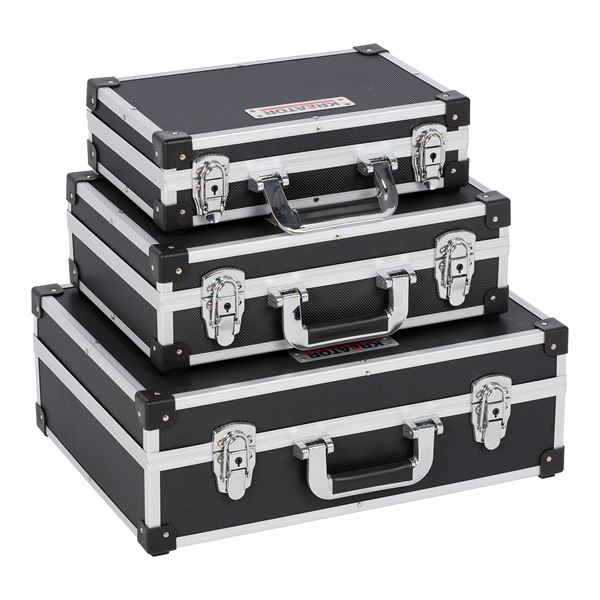 Miniatuur van Kreator aluminium kofferset met sloten 3-in-1 zwart 3-delig (KRT640401B)