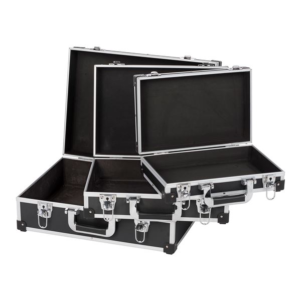 Miniatuur van Kreator aluminium kofferset met sloten 3-in-1 zwart 3-delig (KRT640401B)