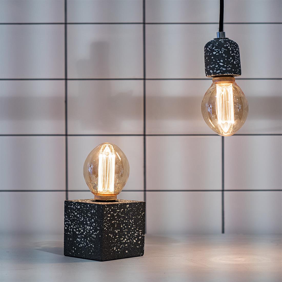 Miniatuur van Bailey hanglamp Terrazzo E27 met 1,5 meter textielsnoer - donkergrijs (142539)