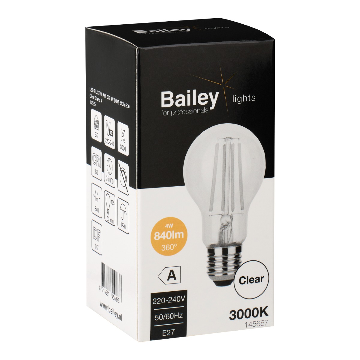 Miniatuur van Bailey LED lamp filament peer E27 4W 840lm warm wit 3000K (145687)