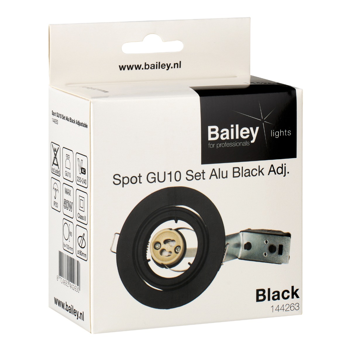 Miniatuur van Bailey inbouwspot rond kantelbaar zwart GU10 zaagmaat Ø80mm - diameter 93mm (144263)