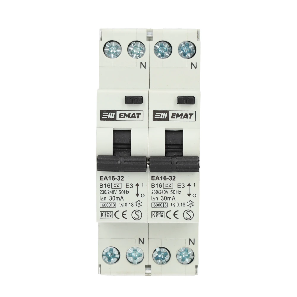 Miniatuur van EMAT fornuisgroep differentieelautomaat 2-polig+2 nul 16A B-kar 30mA (85003002)