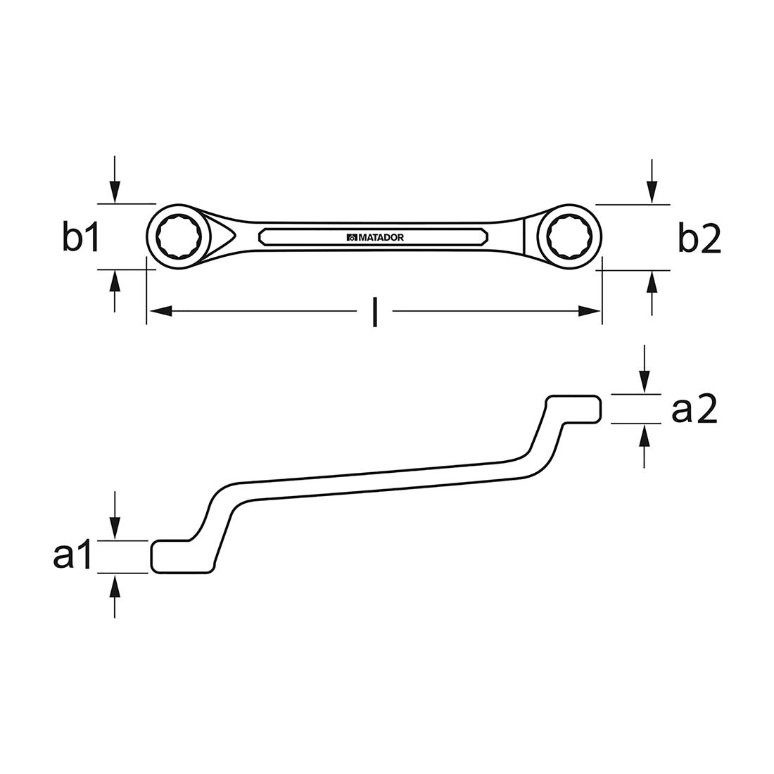 Miniatuur van Matador ringsleutelset diep gebogen 6x7-22x22mm in roltas opbergtas 8-delig (02009080)