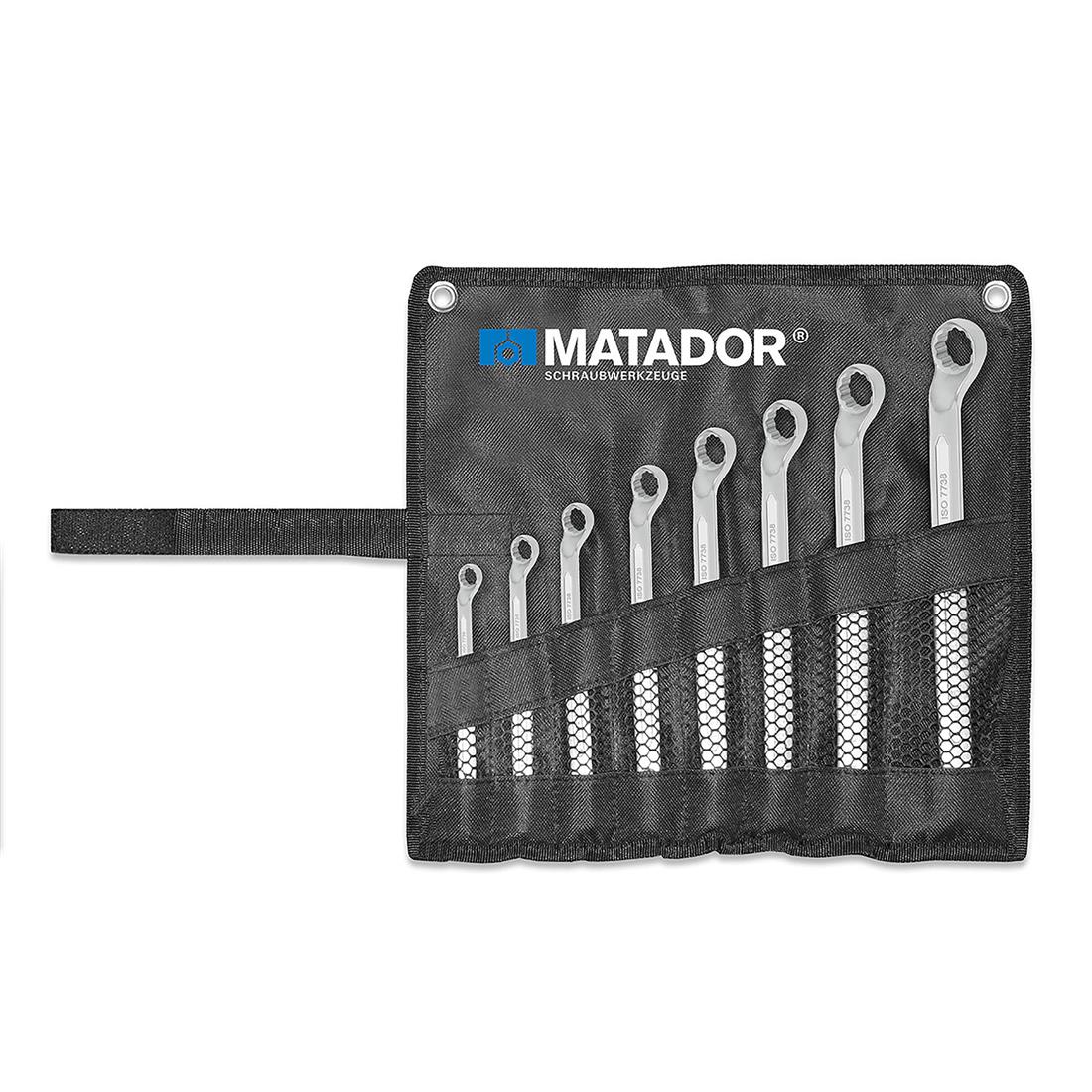 Miniatuur van Matador ringsleutelset diep gebogen 6x7-22x22mm in roltas opbergtas 8-delig (02009080)