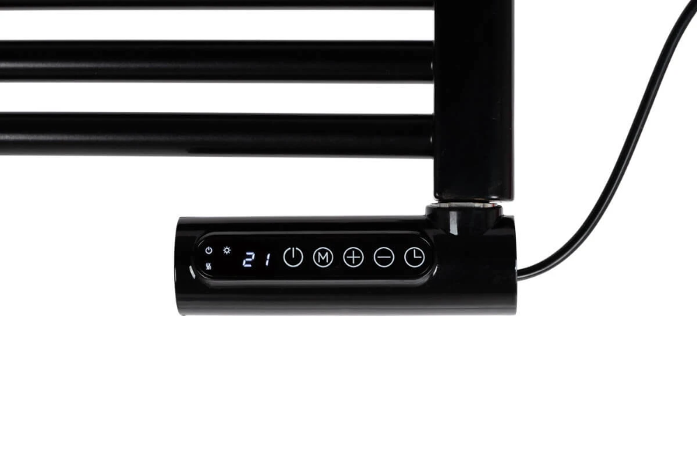 Miniatuur van Eurom elektrische handdoekradiator voor badkamer 500W met thermostaat en timer - zwart (352528)