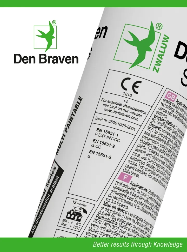 Miniatuur van Den Braven Zwaluw Hybriseal 2PS overschilderbare afdichtingskit beglazingskit KOMO - koker 290ml - grijs (10870500)