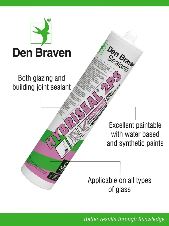 Miniatuur van Den Braven Zwaluw Hybriseal 2PS overschilderbare afdichtingskit beglazingskit KOMO - koker 290ml - zwart (10879400)