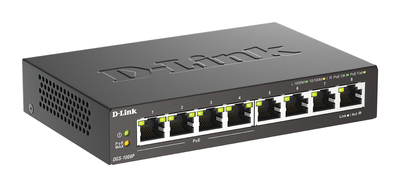 Miniatuur van D-Link 8-poorts Gigabit Unmanaged switch met PoE (DGS-1008P/E)