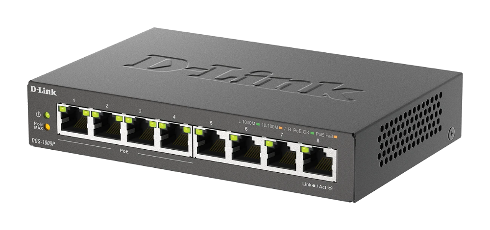 Miniatuur van D-Link 8-poorts Gigabit Unmanaged switch met PoE (DGS-1008P/E)