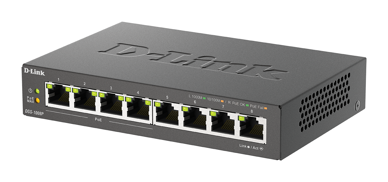 Miniatuur van D-Link 8-poorts Gigabit Unmanaged switch met PoE (DGS-1008P/E)