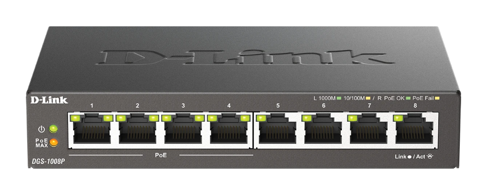 Miniatuur van D-Link 8-poorts Gigabit Unmanaged switch met PoE (DGS-1008P/E)