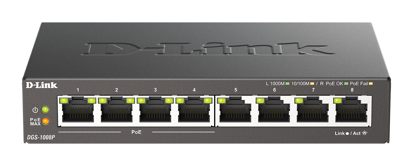 Miniatuur van D-Link 8-poorts Gigabit Unmanaged switch met PoE (DGS-1008P/E)
