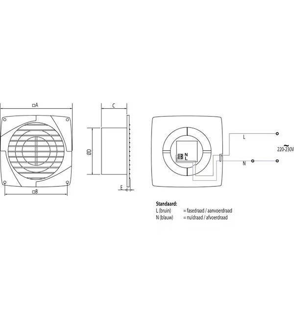 Miniatuur van WEHA inbouwventilator standaard Ø150mm 294m3/h (20100250)