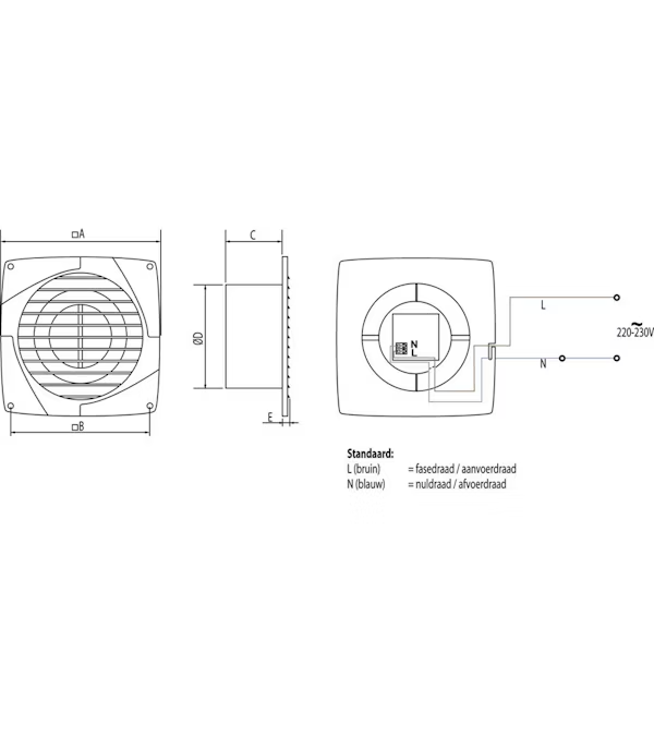 Miniatuur van WEHA inbouwventilator met timer voor wand/plafondmontage Ø100mm 60m3/h (20100255)