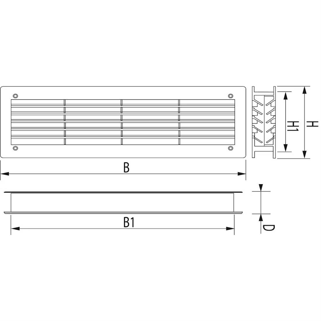 Miniatuur van WEHA deurventilatierooster 465x138mm 2-delig - zwart (20200709 ZW)