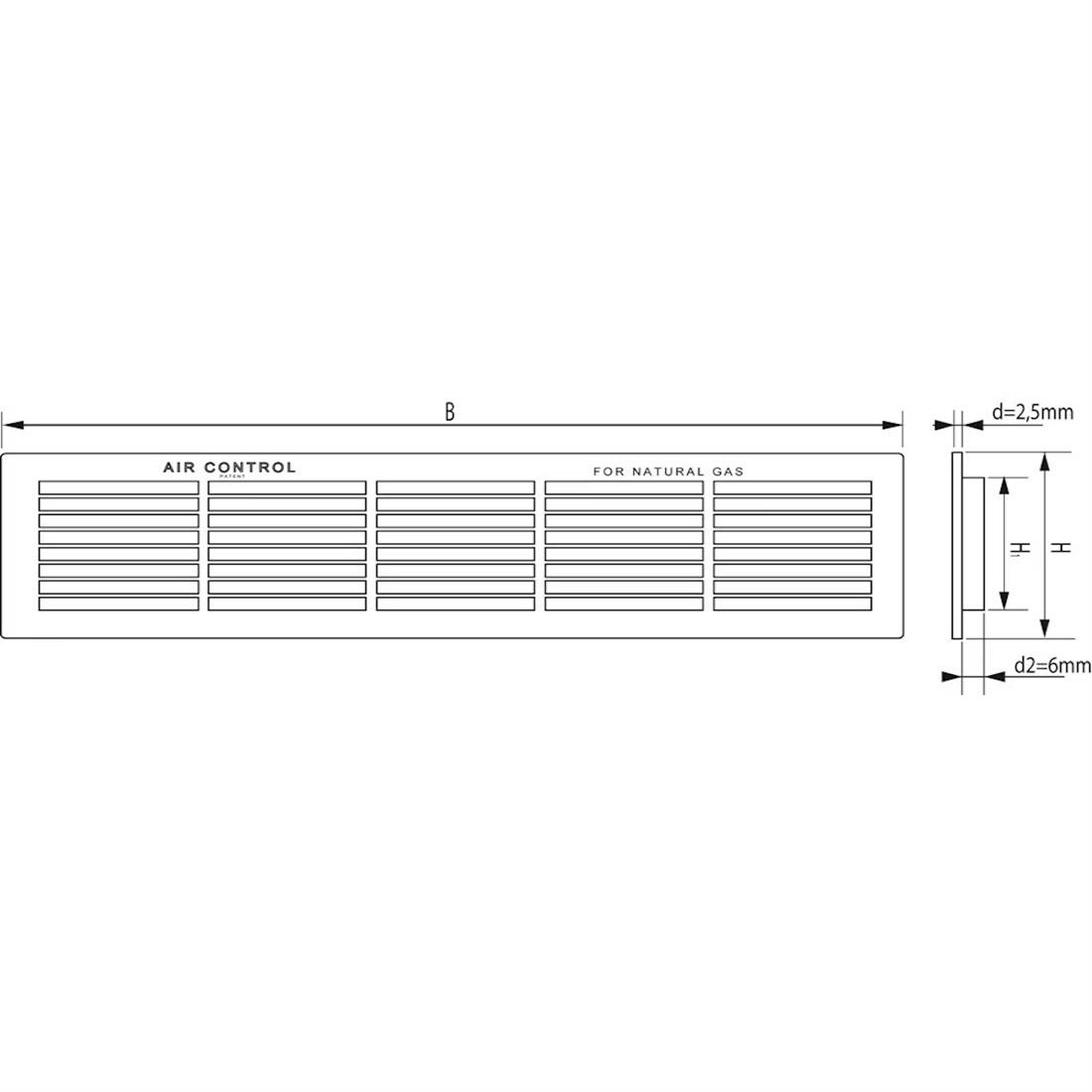 Miniatuur van AIR CONTROL inbouw deurventilatierooster 370x82mm - wit (20201081)