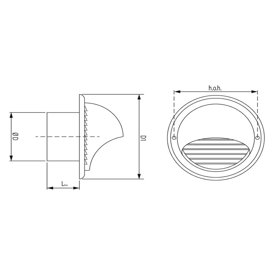 Miniatuur van WEHA bolrooster Ø150mm RVS 275 m³/h - wit (20300150 W)