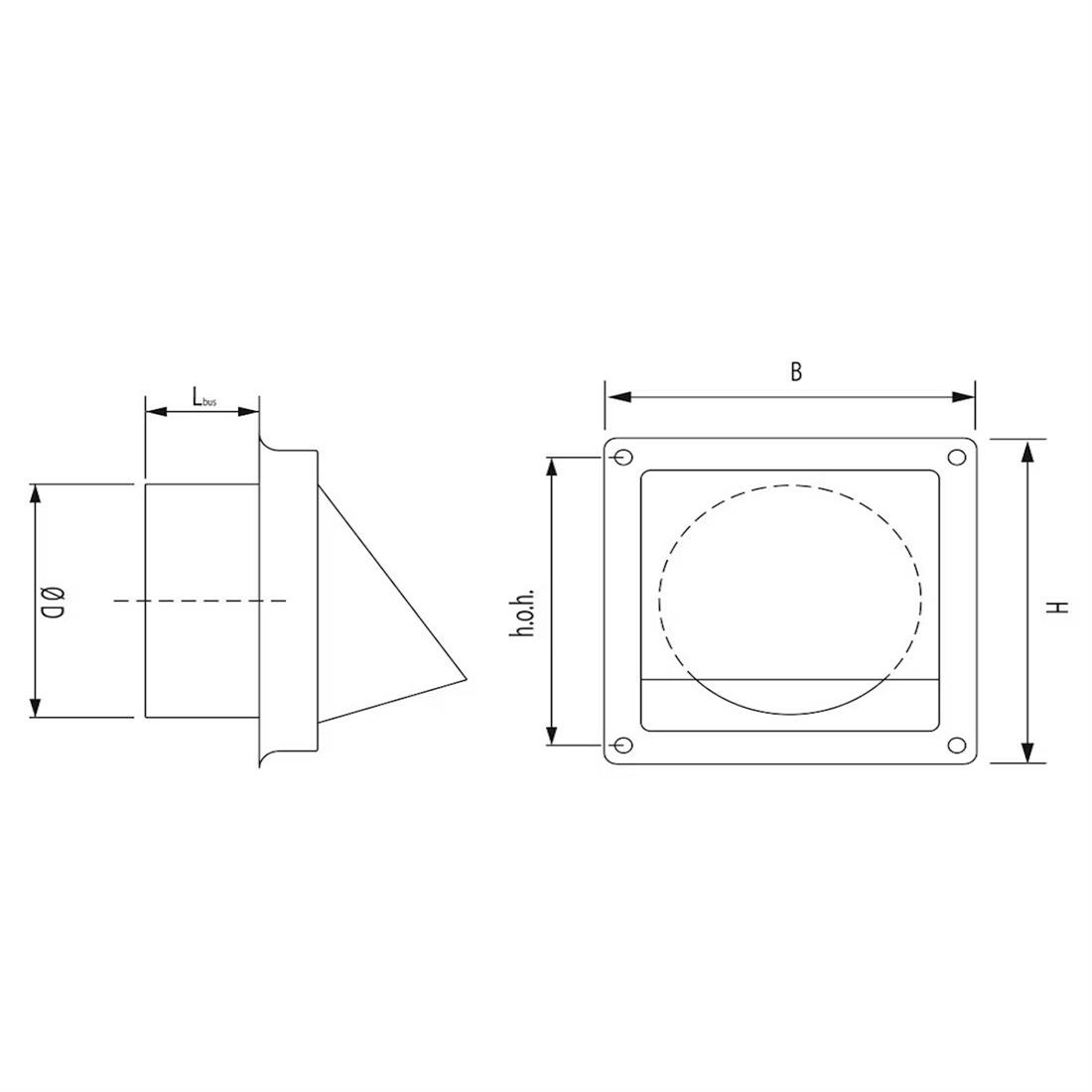 Miniatuur van WEHA kaprooster met klep Ø150mm RVS - zwart (20600150 ZW)