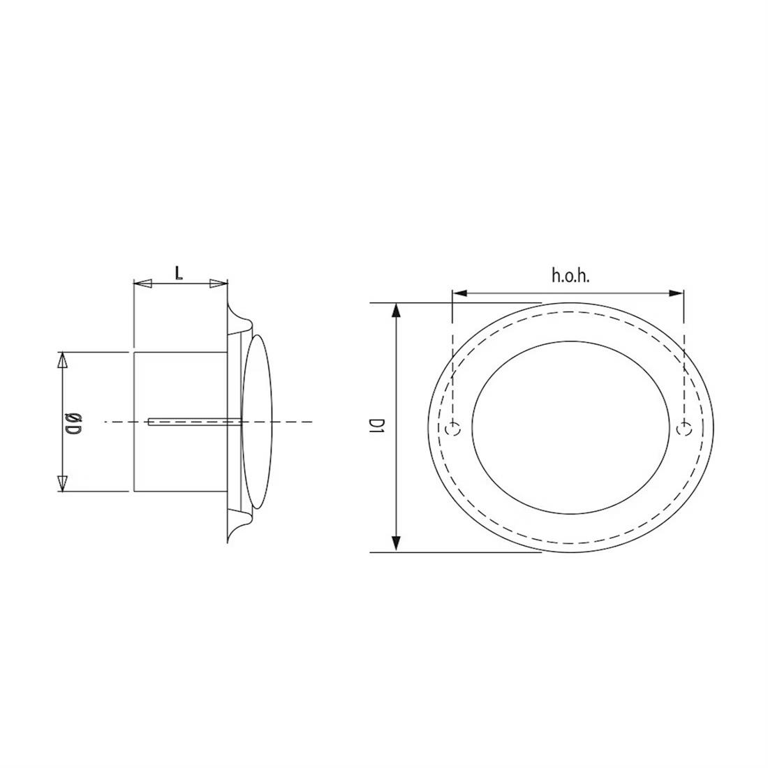 Miniatuur van WEHA ventielrooster met montagebus Ø125mm RVS 304 (20700125)