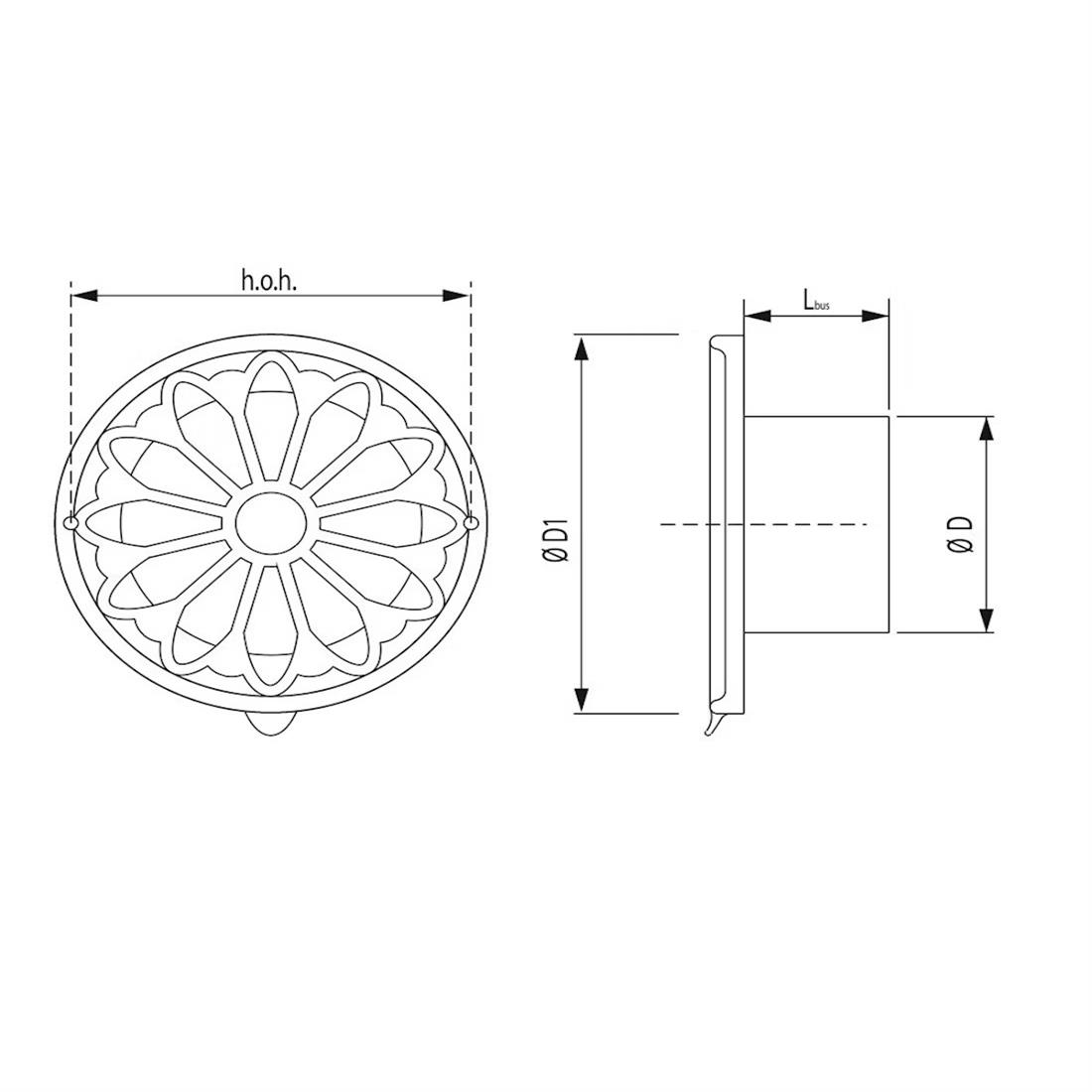 Miniatuur van WEHA retro rooster rond Ø150mm - aluminium brons (20800150)