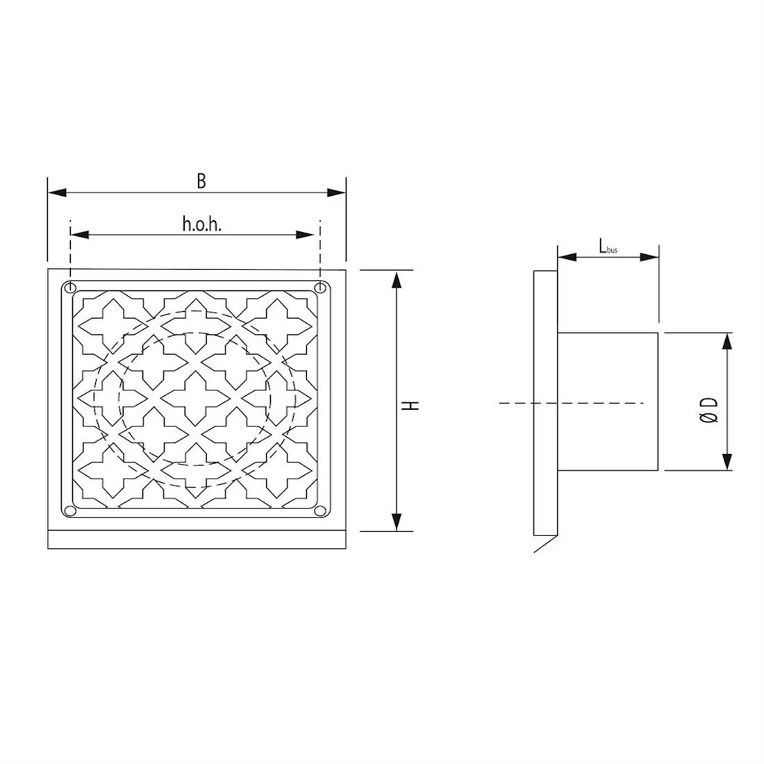 Miniatuur van WEHA retro rooster vierkant Ø125mm - aluminium zwart (20801125 ZW)