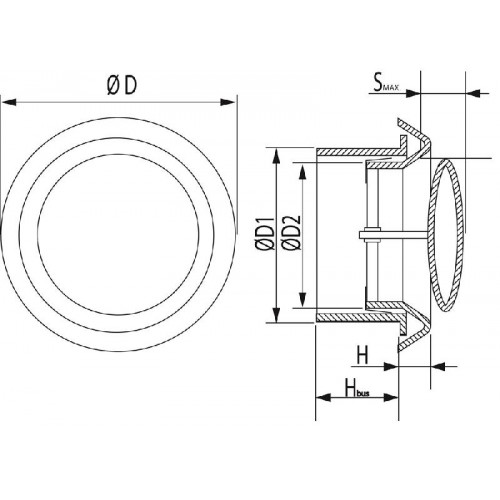 Miniatuur van WEHA ventielrooster afsluitbaar met hoge montagebus en klemring Ø100mm - wit (20201009)