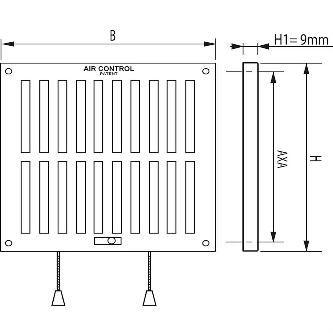 Miniatuur van AIR CONTROL schuifrooster afsluitbaar 200x200mm kunststof - wit (20201071)