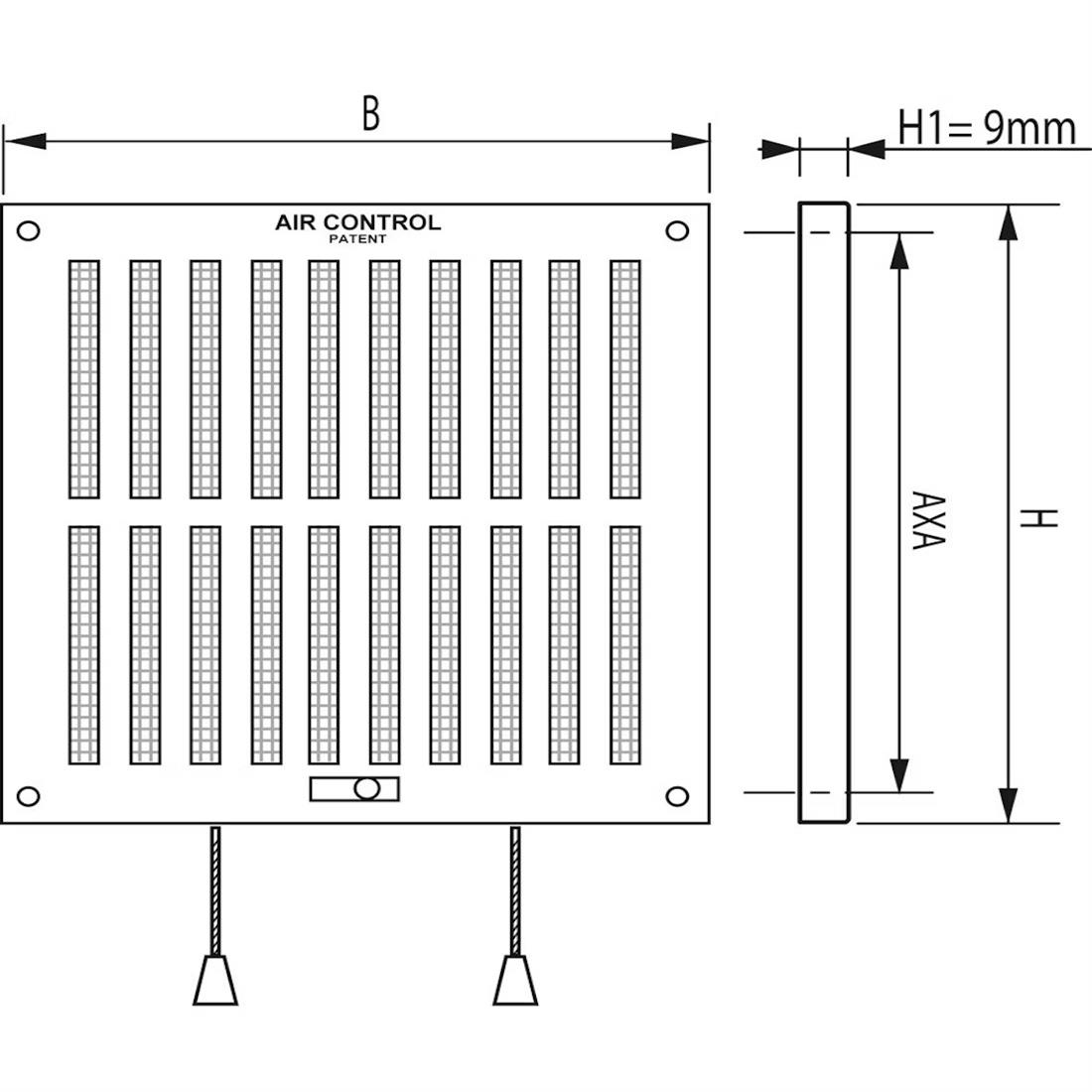 Miniatuur van AIR CONTROL schuifrooster afsluitbaar met vliegengaas 200x200mm kunststof - wit (20201075)
