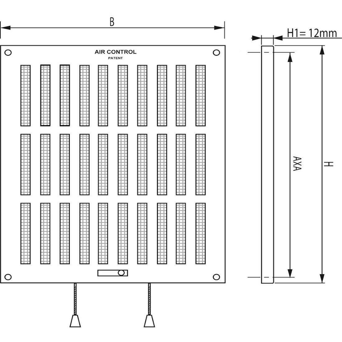 Miniatuur van AIR CONTROL schuifrooster afsluitbaar met vliegengaas 250x300mm kunststof - wit (20201077)