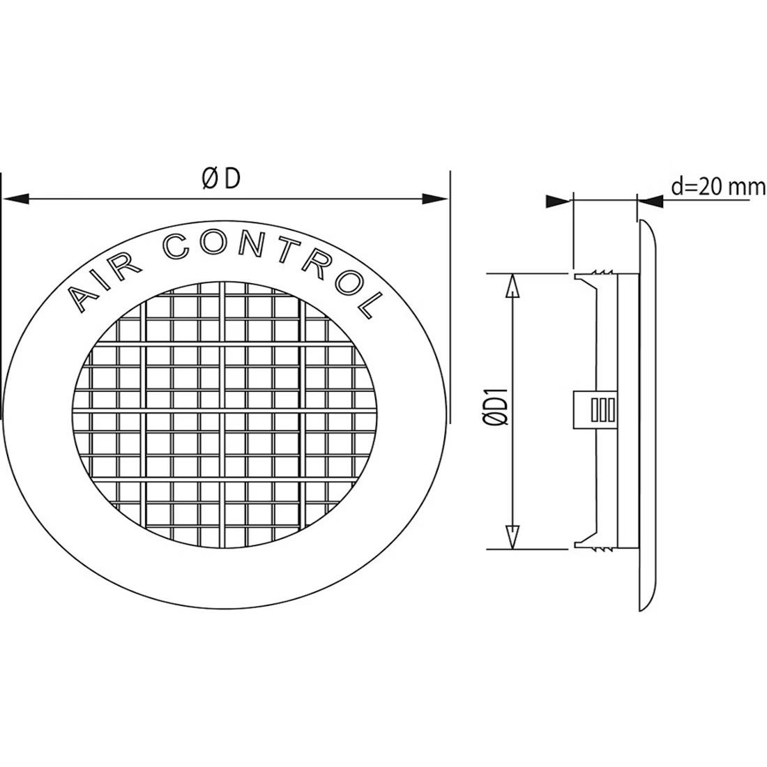 Miniatuur van AIR CONTROL ventilatierozet inbouw 100mm kunststof 71cm2 - wit (20201091)