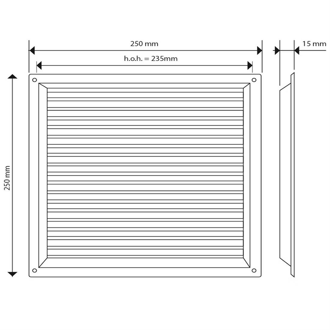 Miniatuur van AIR CONTROL schoepenrooster opbouw kunststof, met vliegengaas 250x250mm - wit (20201110)