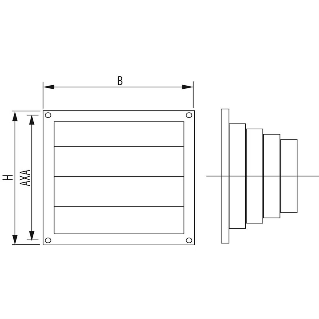 Miniatuur van AIR CONTROL lamellenrooster kunststof 165x165mm Ø100mm - zwart (20201111)