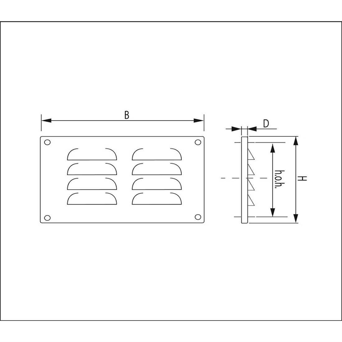 Miniatuur van WEHA schoepenrooster opbouw, aluminium 130x90mm - wit (24011309 W)