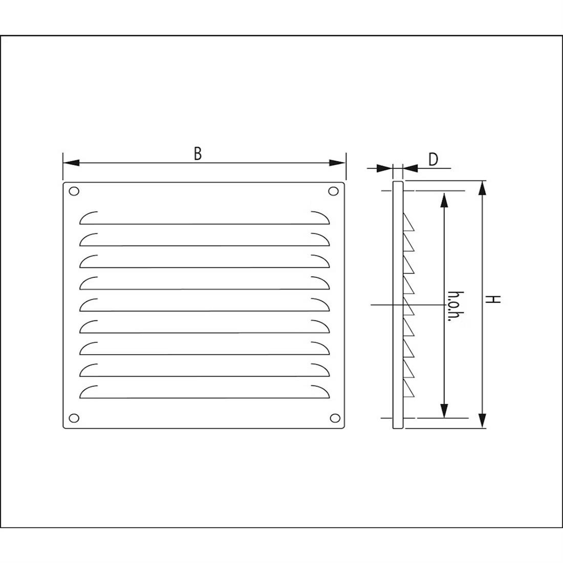 Miniatuur van WEHA schoepenrooster opbouw, aluminium 155x155mm - zwart (24011616 ZW)