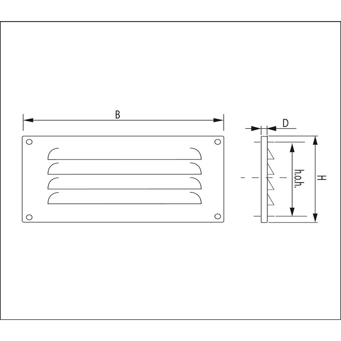 Miniatuur van WEHA schoepenrooster opbouw, aluminium 180x90mm - wit (24011809 W)