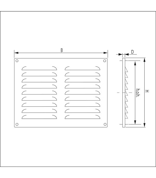 Miniatuur van WEHA schoepenrooster opbouw, aluminium 245x195mm - wit (24012520 W)