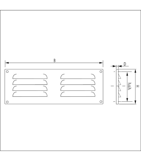 Miniatuur van WEHA schoepenrooster opbouw, aluminium 300x90mm - wit (24013009 W)