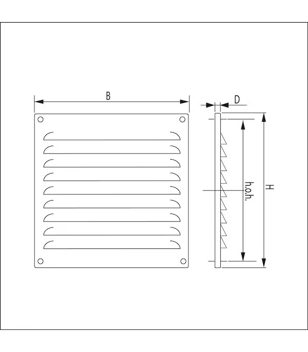 Miniatuur van WEHA schoepenrooster 160x160mm - RVS (29011616 I)