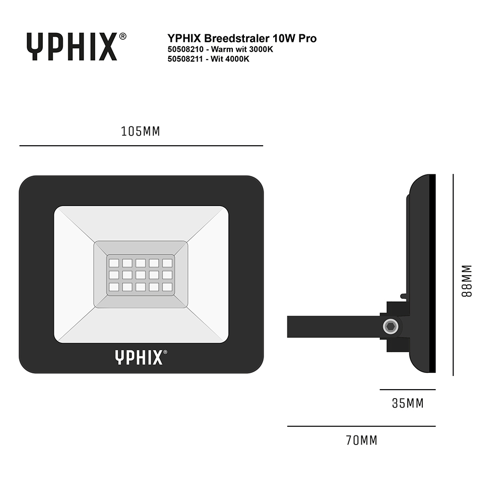 Miniatuur van Yphix LED schijnwerper 10W 750lm warm wit 3000K IP65 (50508210)