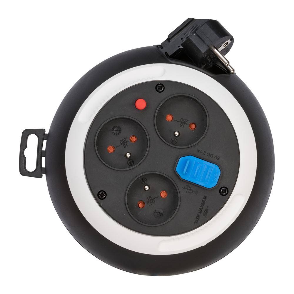 Miniatuur van BRENNENSTUHL kabelhaspel 3-voudig met penaarde + 2 USB 3 meter H05VV-F 3G1,5 neopreen IP20 (1109224600)