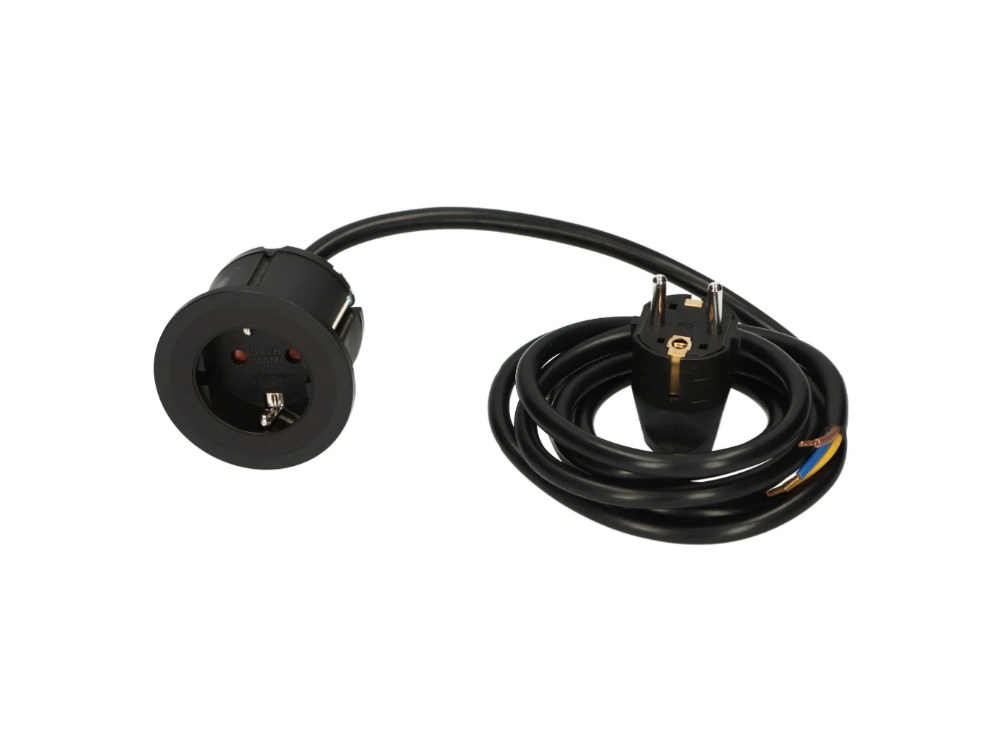 Miniatuur van Bachmann inbouw stopcontact 1-voudig - 2meter zwart/wit (926.001)