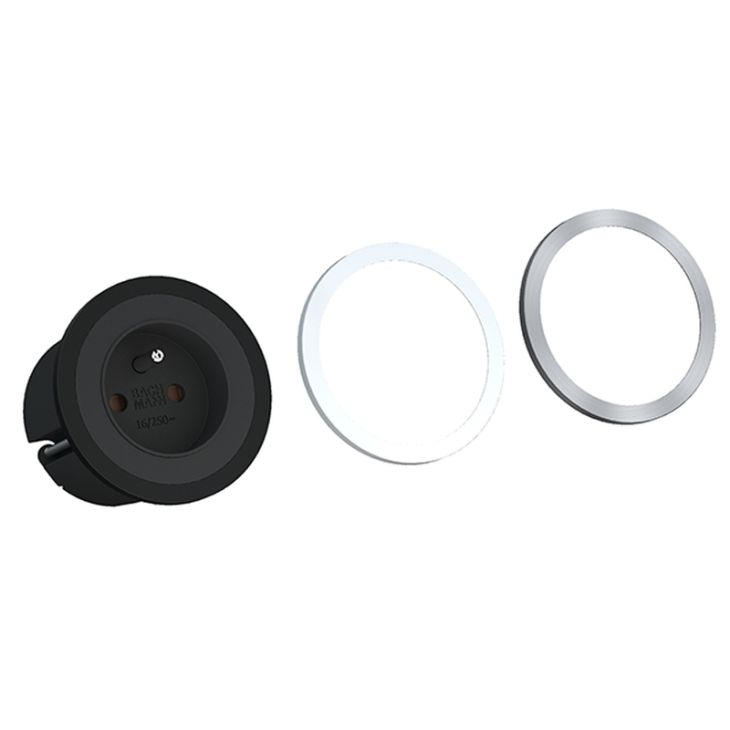 Miniatuur van Bachmann PIX stopcontact met penaarde, sierring en 0,2 meter kabel - zwart/wit (926.002)