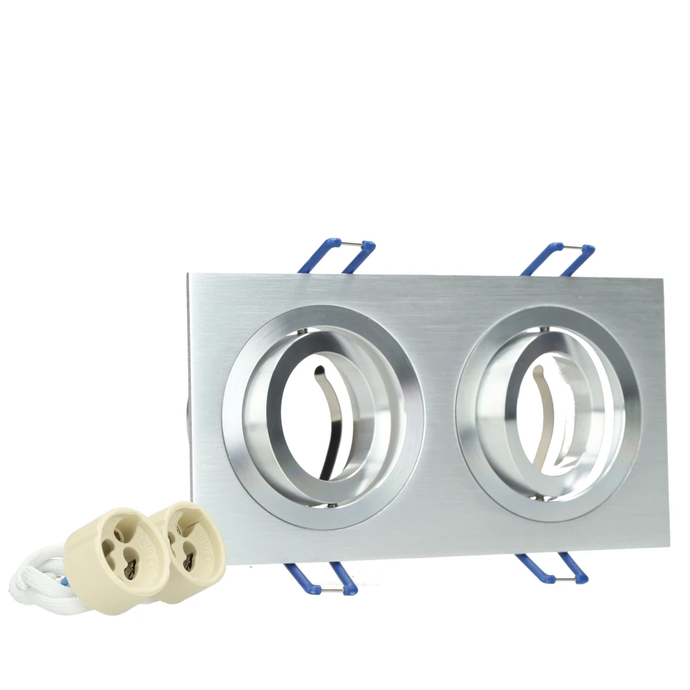 Miniatuur van Yphix inbouwspot vierkant kantelbaar aluminium GU10 zaagmaat 2xØ80mm - afmeting 175mm x 93mm 2-voudig (50117202)