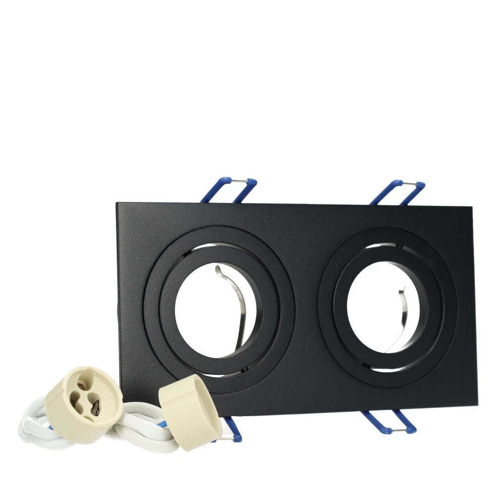 Miniatuur van Yphix inbouwspot vierkant kantelbaar zwart GU10 zaagmaat 2xØ80mm - afmeting 175mm x 93mm 2-voudig (50117223)