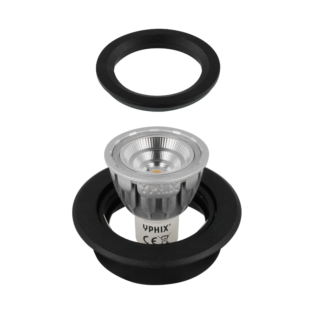 Miniatuur van Yphix inbouwspot rond kantelbaar zwart GU10 zaagmaat Ø70mm - diameter 82mm (50114464)