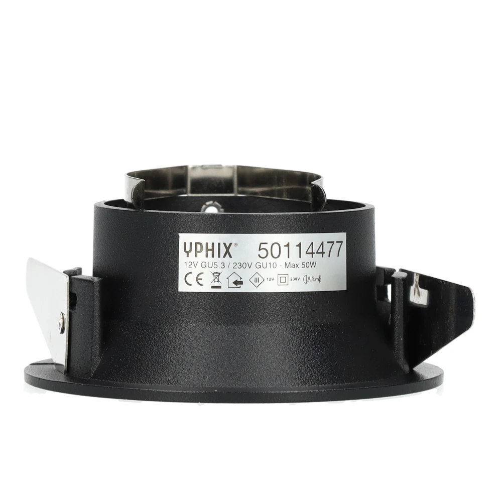 Miniatuur van Yphix inbouwspot rond vast zwart GU10 zaagmaat Ø70mm - diameter 82mm - verdiept met bladveren (50114477)