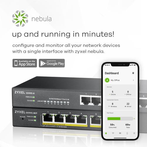 Miniatuur van Zyxel 8-poorts GS1915 gigabit ethernet managed switch L2 (GS1915-8-EU0101F)