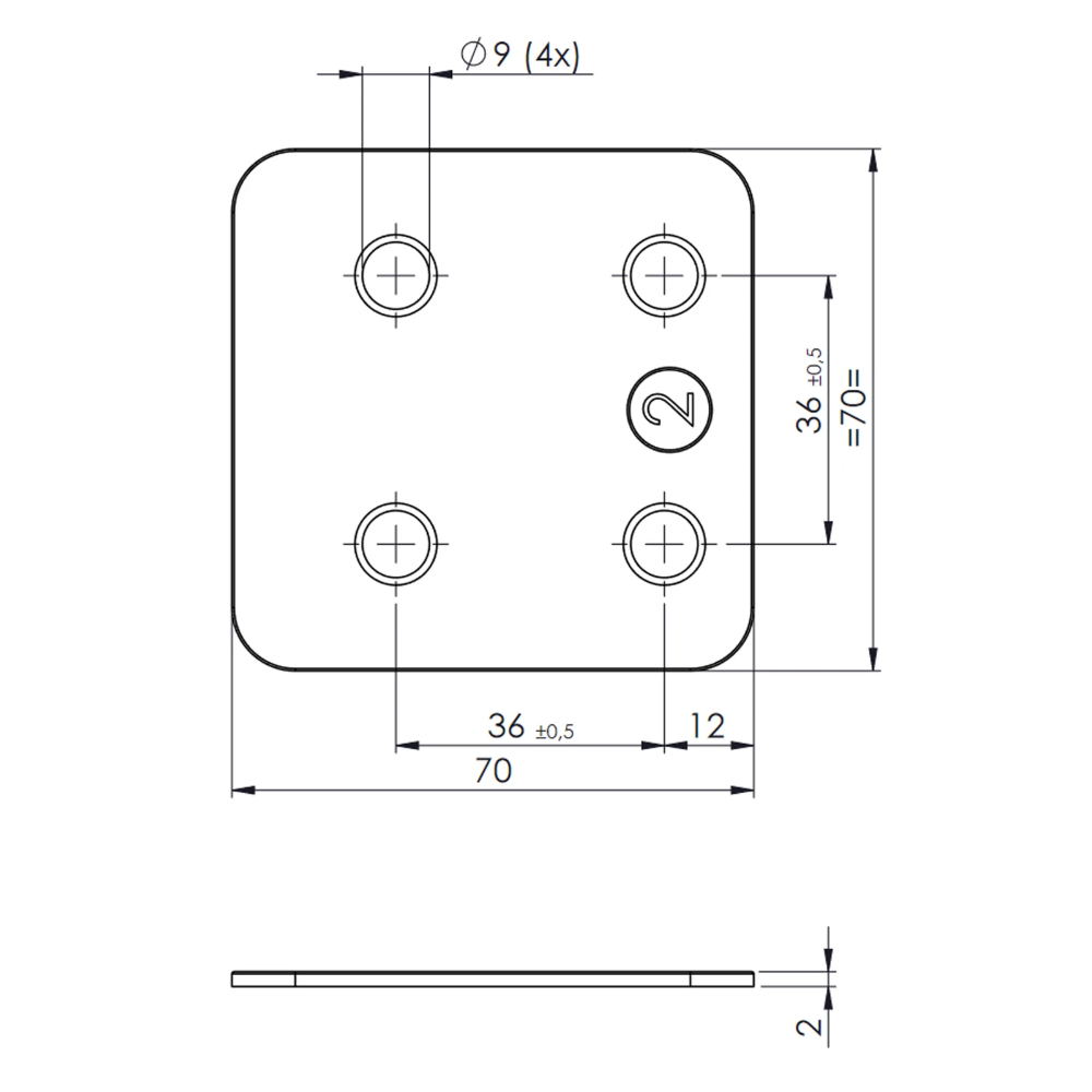 Miniatuur van GB drukplaat zonder sleuf 70x70x2mm - oranje per 48 stuks (34702.B048)