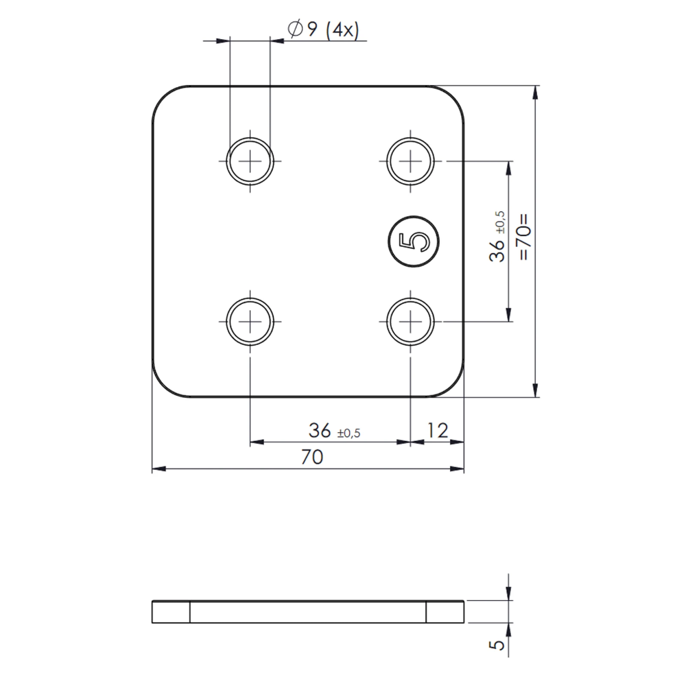 Miniatuur van GB drukplaat zonder sleuf 70x70x5mm - rood per 48 stuks (34705.B048)